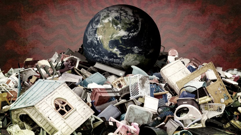 earth in plastic trash